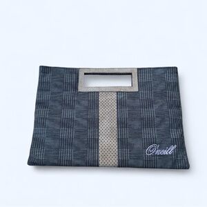 O'Neill Gray Plaid Clutch with Tan Accent